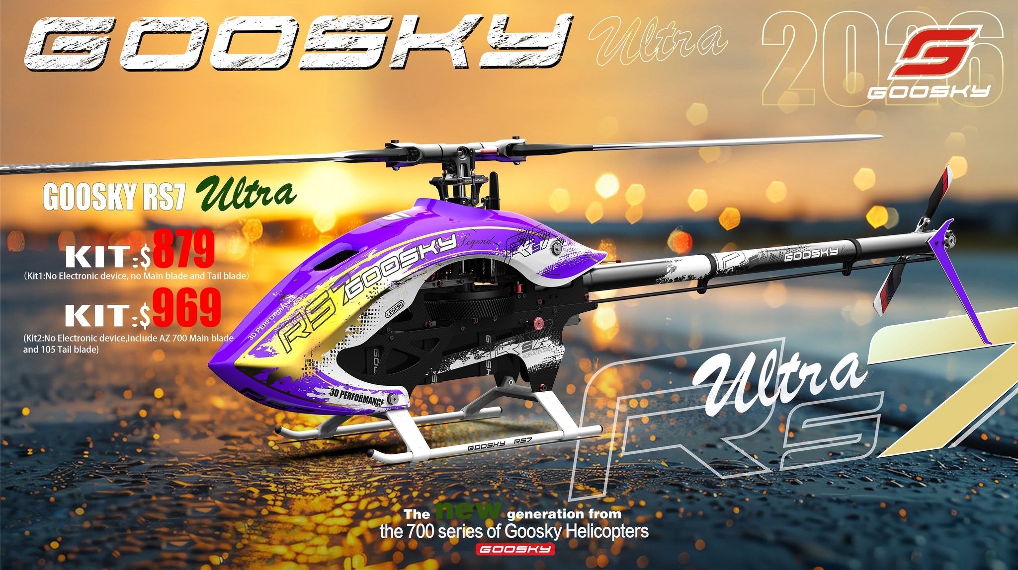 Goosky RS7 ULTRA Helicopter Kit w/o Blades - Purple