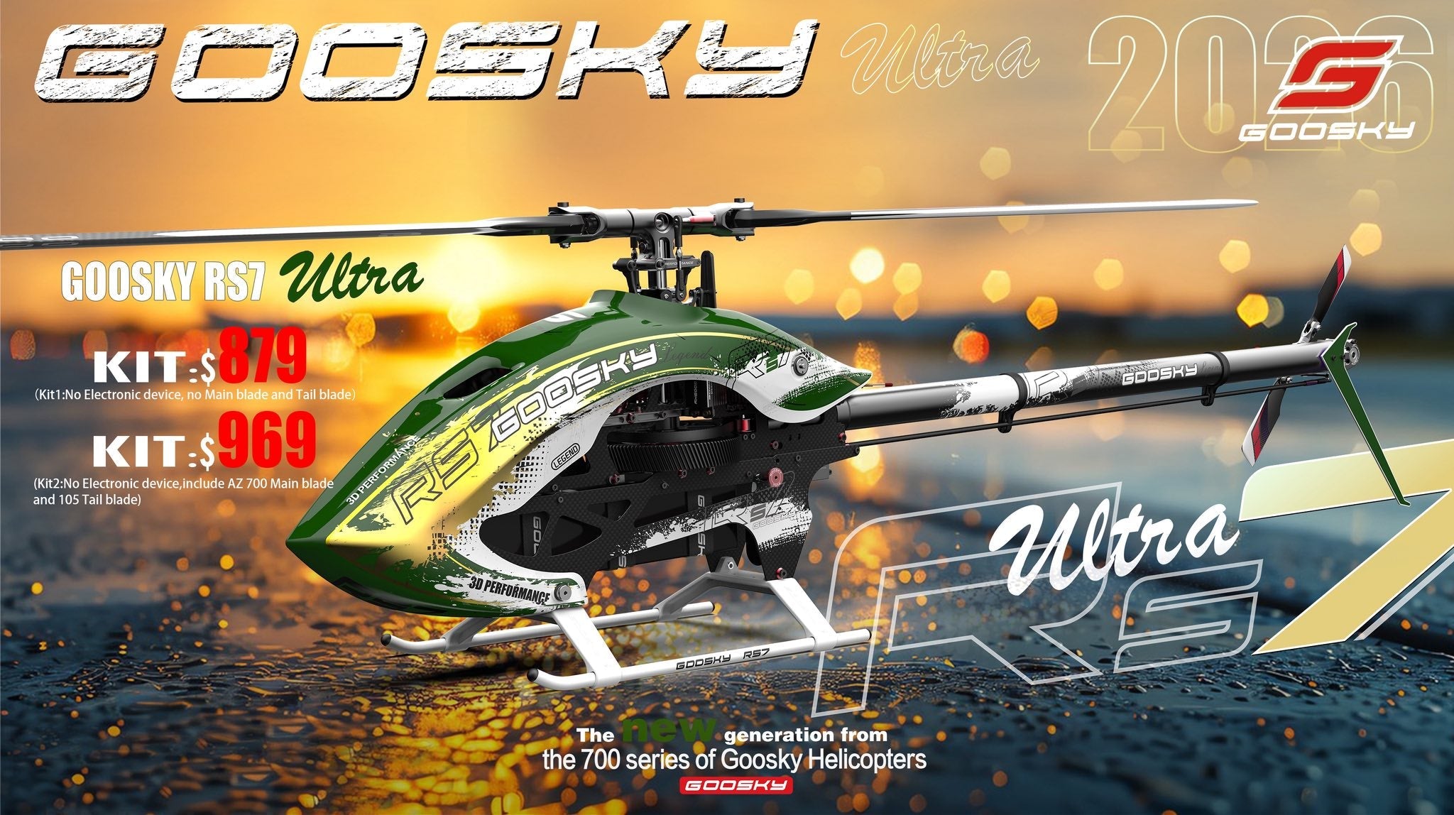 Goosky RS7 ULTRA Helicopter Kit w/o Blades - Green