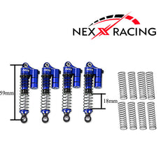 Nexx Racing 59mm Long Reservoir shocks (4pcs) for Redcat MT-18 - Blue