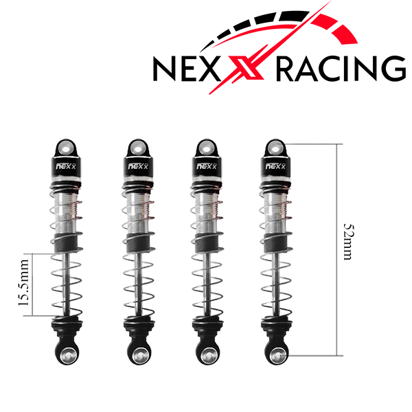 Nexx Racing Oil Shock (4 pcs) for 1/24 AX24 - BLACK - HeliDirect