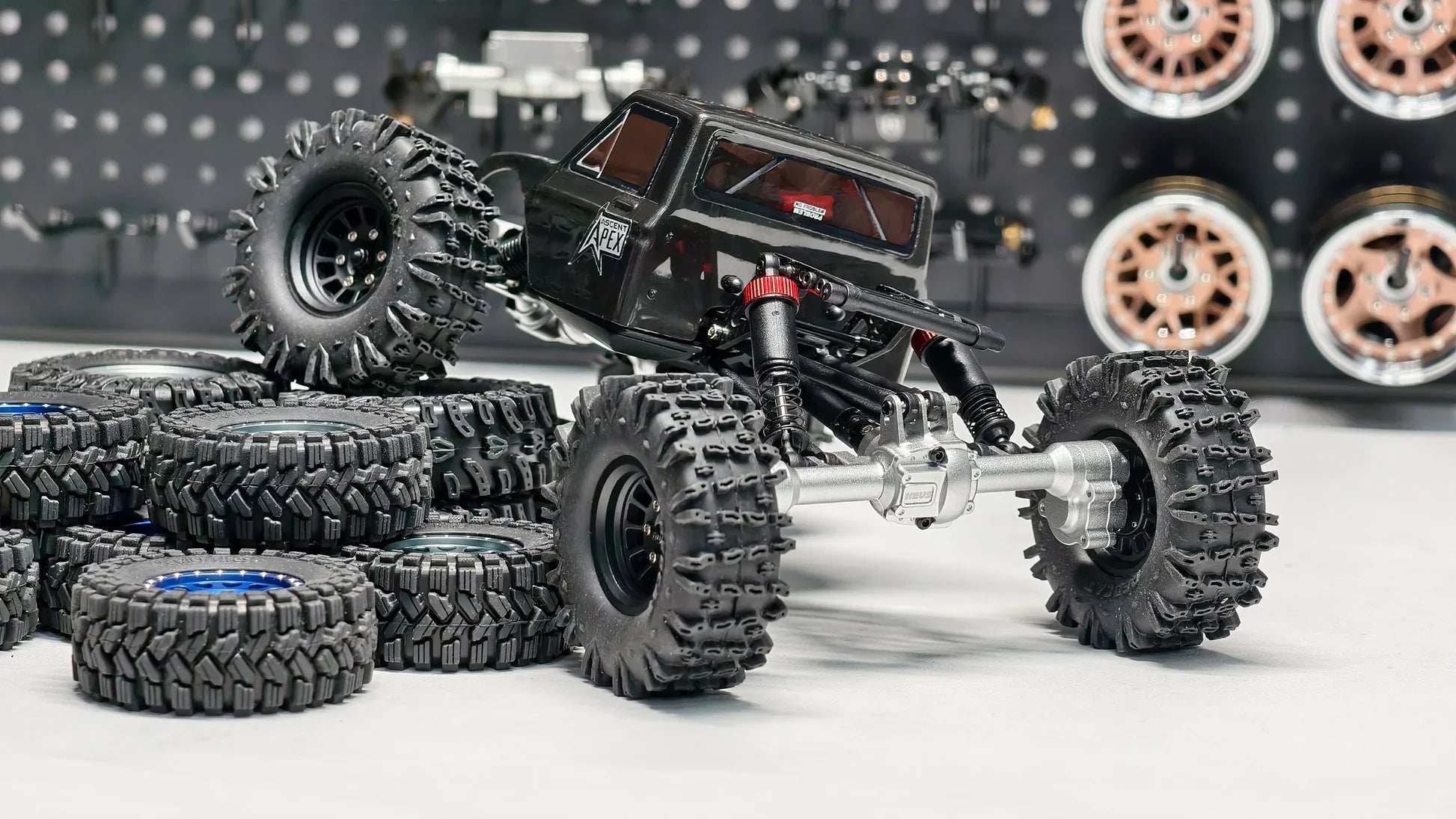 MEUS Racing Ascent-18 Apex Portal Axle Housings with Diff Covers Steering Knuckles for 1/18 Redcat Ascent-18 Apex
