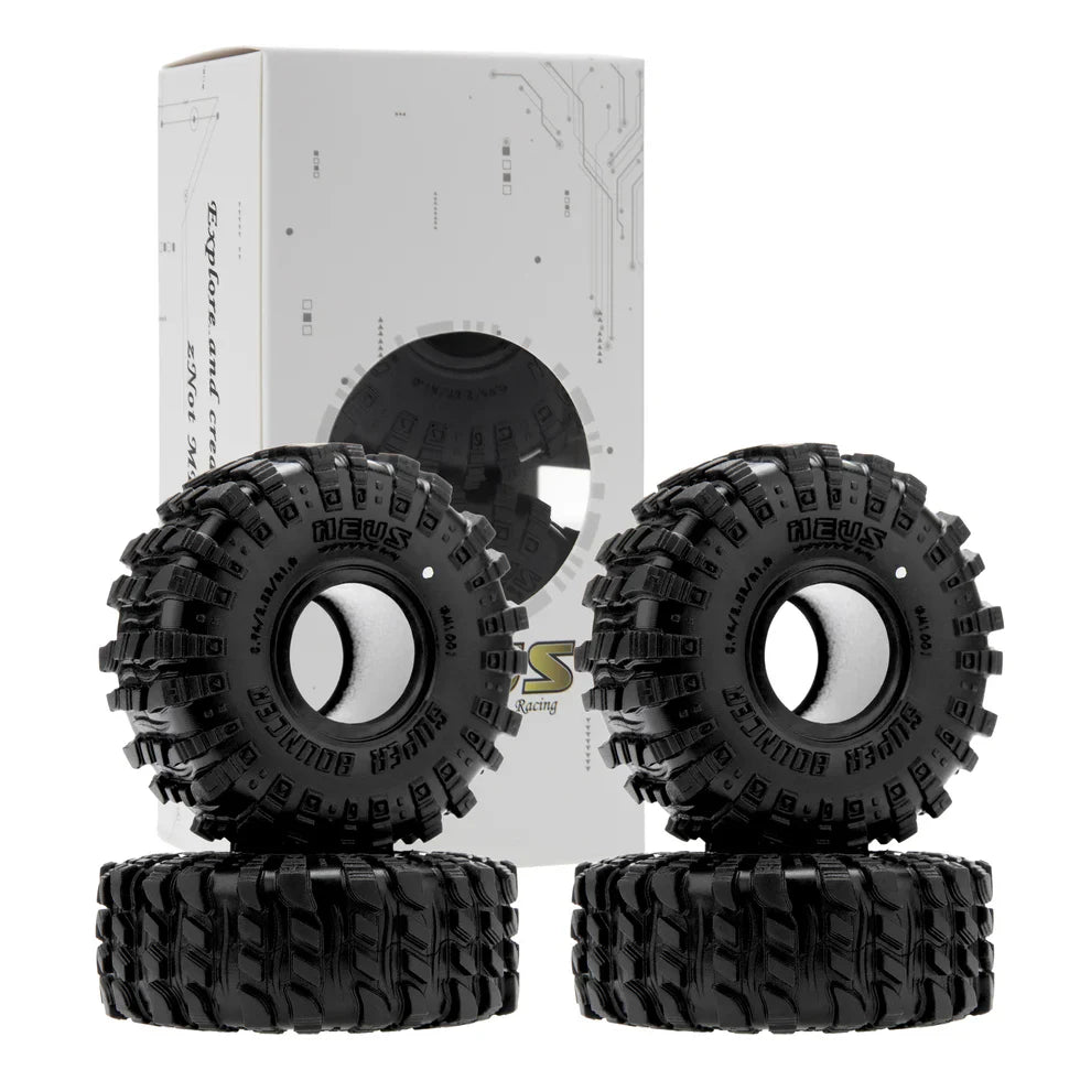 MEUS Racing 1.0-inch RC Rubber Tire Set MS6 RC Tire For 1/18 TRX4M 1/24 SCX24 FCX24 AX24 - Super Bouncing M1001