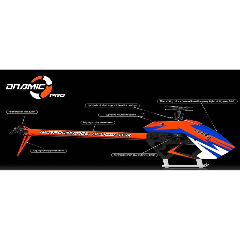 Tron 7.0 Dnamic PRO Helicopter Kit (w/o Blades) - Blue Neon Orange