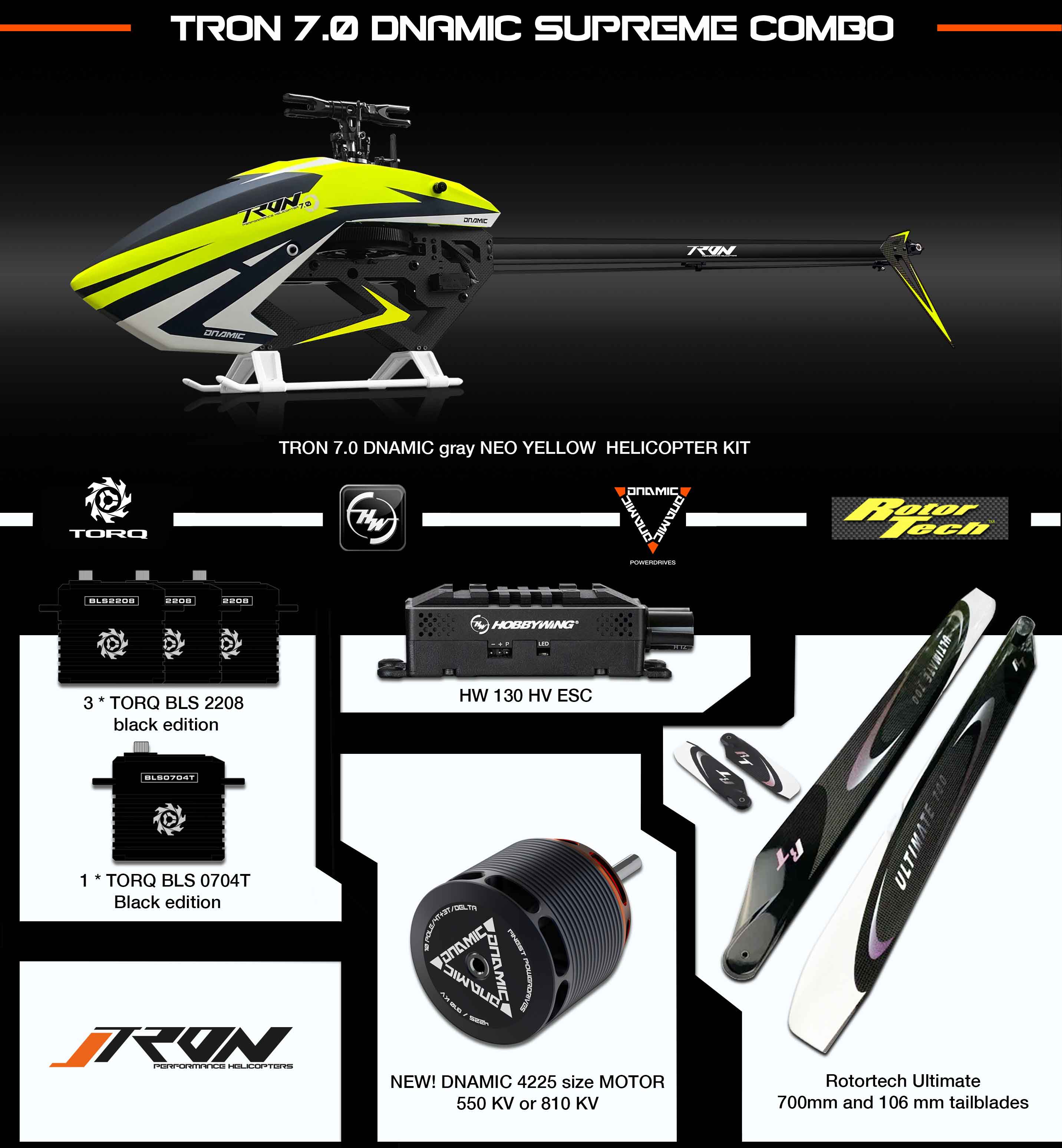 Tron 7.0 Dnamic Supreme Combo With 4225/810KV (For 6-8S) - HeliDirect