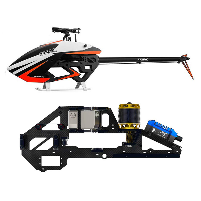 Tron 5.8 HERITAGE Helicopter Kit (w/o Blades) - White/Neon Orange - HeliDirect