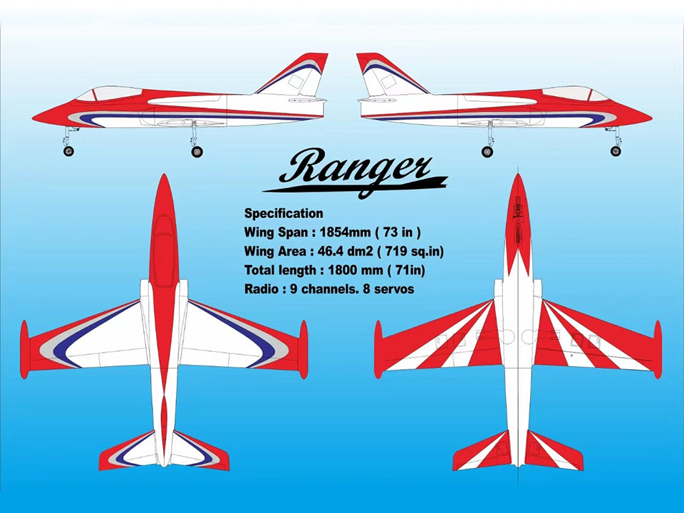 Boomerang Composite Ranger Sport Jet - Red/White - Boomerang RC Jets