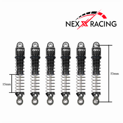 Nexx Racing 53mm Oil shocks (6pcs) for Hobby Plus 1/18 ARKTOS 6X6 - BLACK