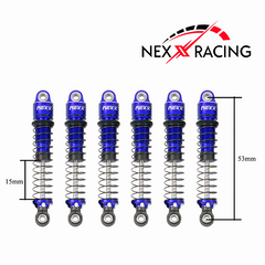 Nexx Racing 53mm Oil shocks (6pcs) for Hobby Plus 1/18 ARKTOS 6X6 - BLUE