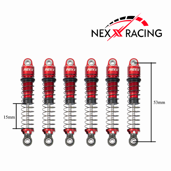 Nexx Racing 53mm Oil shocks (6pcs) for Hobby Plus 1/18 ARKTOS 6X6 - RED