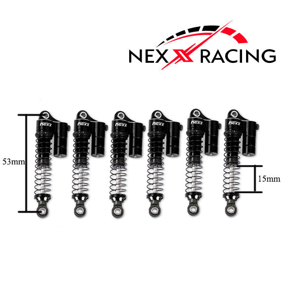 Nexx Racing 53mm Reservoir shocks (6pcs) for Hobby Plus 1/18 ARKTOS 6X6 - BLACK