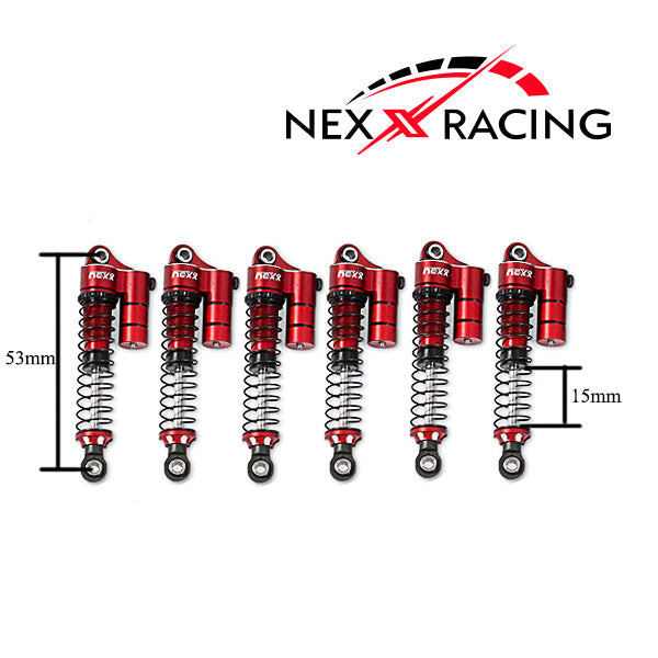 Nexx Racing 53mm Reservoir shocks (6pcs) for Hobby Plus 1/18 ARKTOS 6X6 - RED