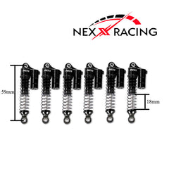 Nexx Racing 59mm Long Reservoir shocks (6pcs) for Hobby Plus 1/18 ARKTOS 6X6 - BLACK