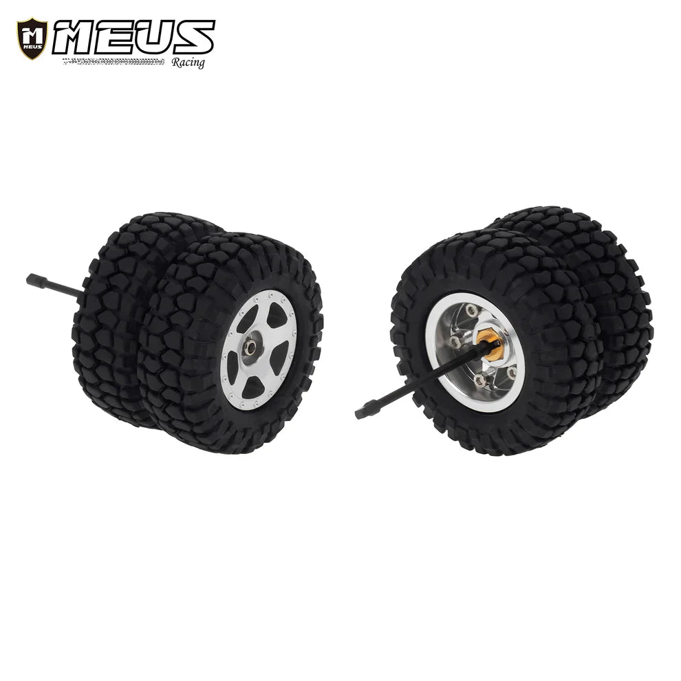 1/24 RC Crawler Dual Wheel Refit Set Modify Kit Tires Coupler Straight Wheel Axle for AXIAL SCX24 6×6 - HeliDirect