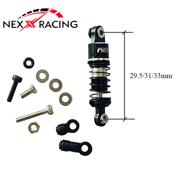 Nexx Racing Dual Spring Center Oil Shock Set - BLACK - HeliDirect