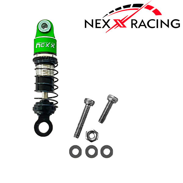 Nexx Racing Dual Spring Center Oil Shock Set - GREEN - HeliDirect