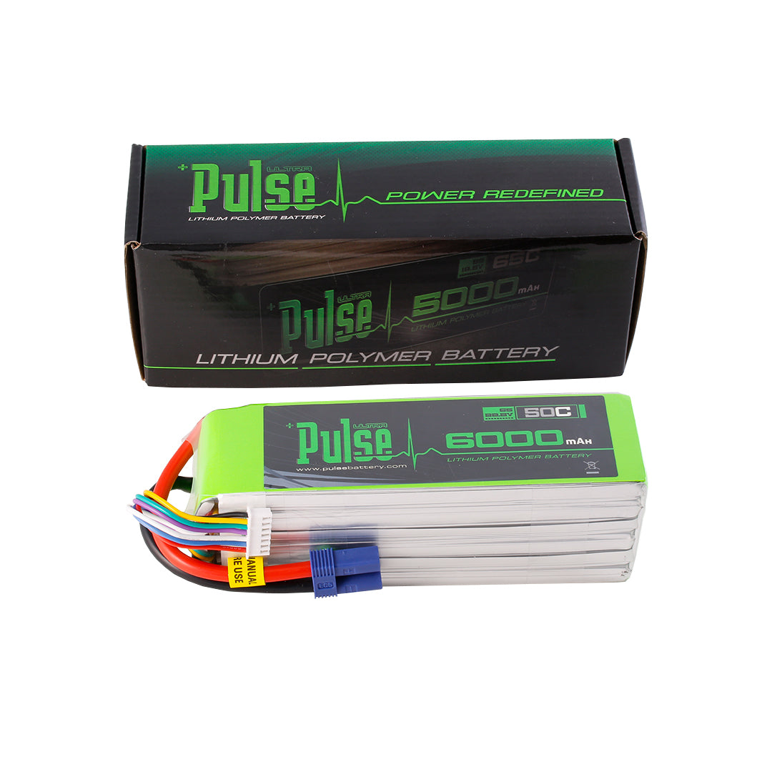 PULSE 6000mAh 50C 22.2V 6S LiPo Battery - EC5 Connector - HeliDirect