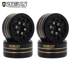 Meus Racing 1.0 Beadlock Wheels Brass Wheel Ring Aluminum Wheel Hub for Axial 1/24 Gladiator Bronco C10 JLU Deadbolt TRX4M RC Crawler Upgrade Parts - A BLACK - HeliDirect