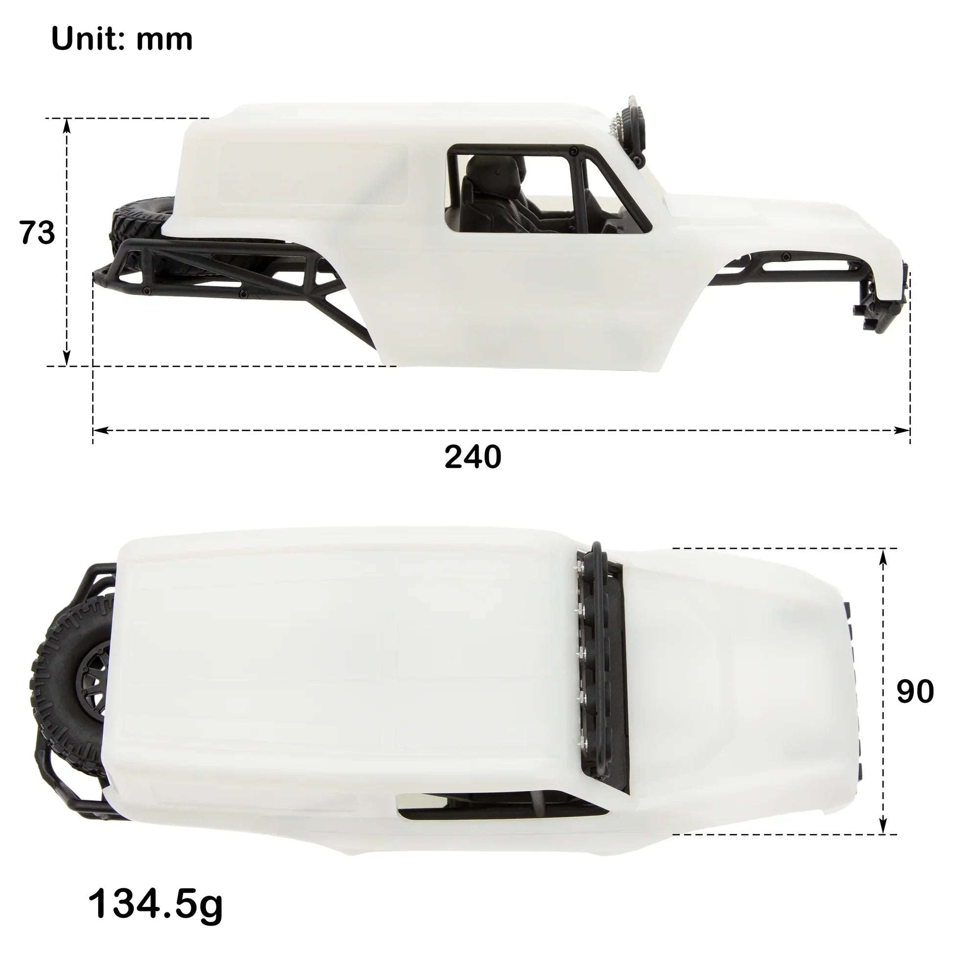 MEUS Racing MB18 Body & Chassis Frame Kit for TRX4M Defender Bronco K10 F150 High Trail - WHITE