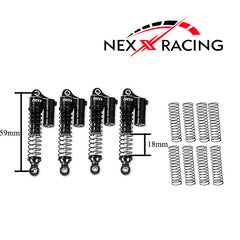 Nexx Racing 59mm Long Reservoir shocks (4pcs) for Redcat MT-18 - Black