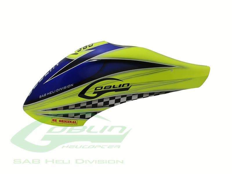 SAB Airbrush Canopy (Yellow/Blue) for Goblin 380 - HeliDirect