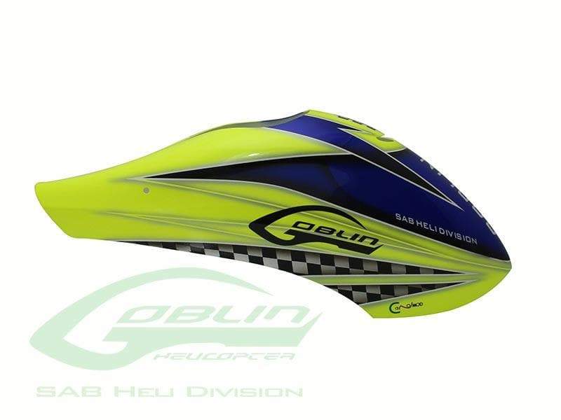 SAB Airbrush Canopy (Yellow/Blue) for Goblin 380 - HeliDirect