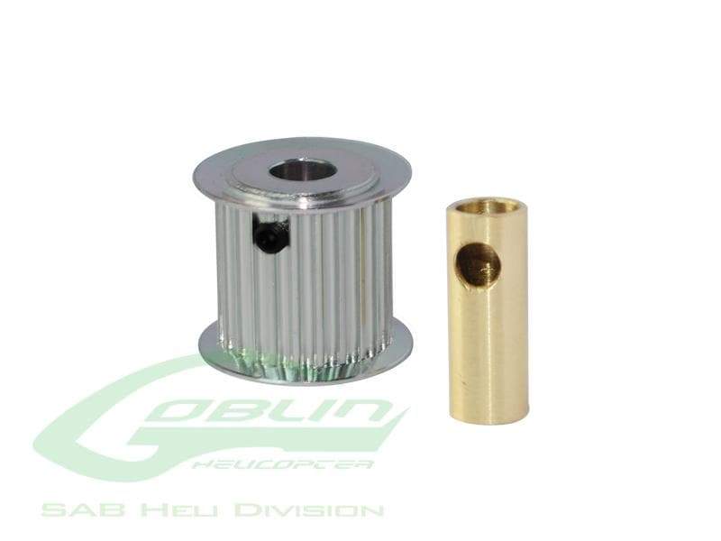 SAB Aluminum Motor Pulley 21T (for 6/8mm motor shaft) - Goblin 700 Competition / 770 w/ Big Belt Upgrade - HeliDirect