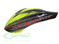 SAB Canomod Airbrush Canopy SAB Yellow/Black - Goblin 420 Sport - HeliDirect