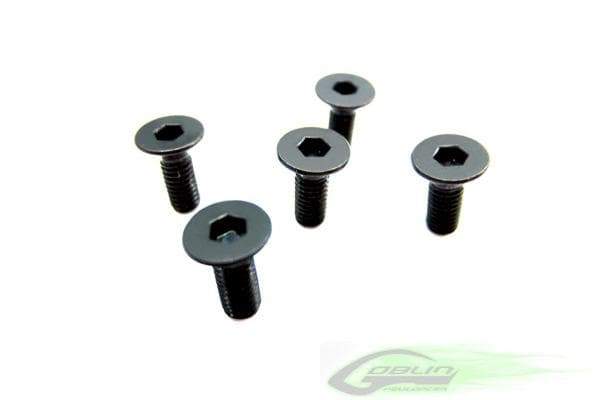 SAB DIN 12.9 Flat Head Socket Cap M2,5x5 (5pcs) - Goblin 500/570/630/700/770 [HC128-S] - HeliDirect