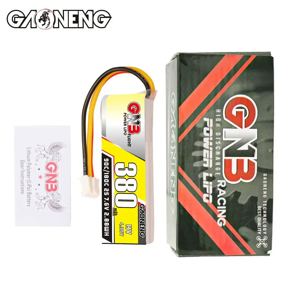 GAONENG GNB LiHV 2S 7.6V 380mAh 90C LiPo Battery PH2.0 3Pin Connector (2pcs)