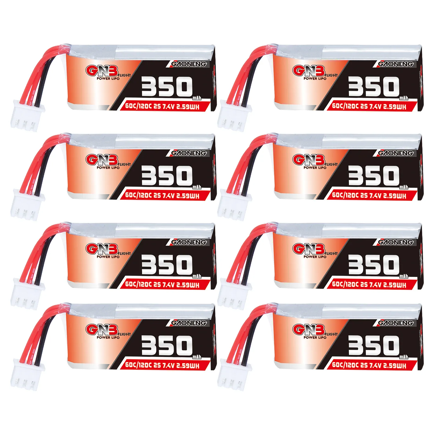 GAONENG GNB 2S 7.4V 350mAh 60C LiPo Battery XH2.54 3Pin Connector