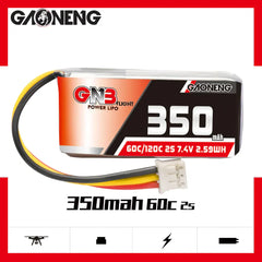 GAONENG GNB 2S 7.4V 350mAh 60C LiPo Battery PH2.0 3Pin Connector (2pcs)