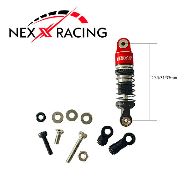 Nexx Racing Dual Spring Center Oil Shock Set - RED - HeliDirect