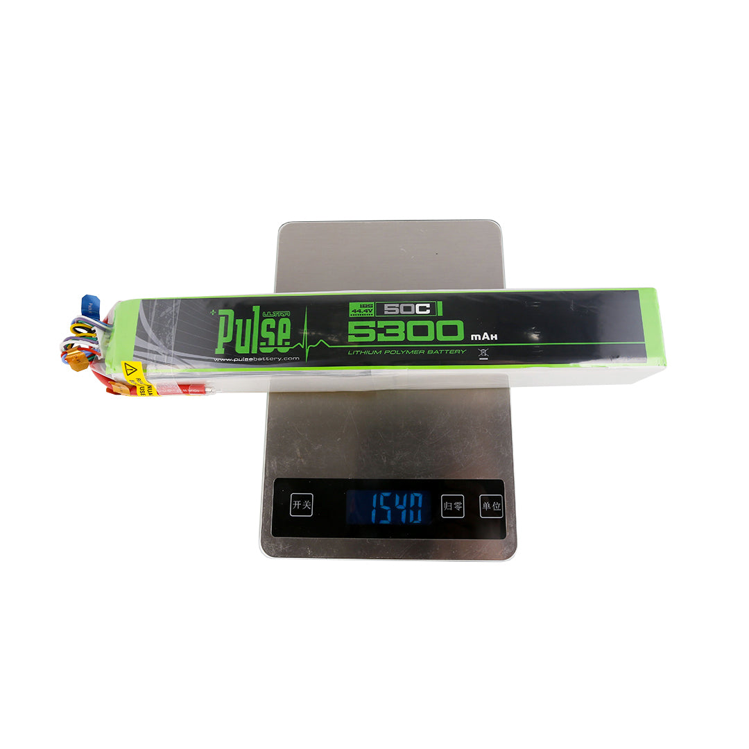 PULSE 5300mAh 50C 44.4V 12S LiPo Battery - No Connector - HeliDirect