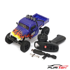 FURITEK FX118 FURY WAGON RTR BRUSHLESS 1/18 RC CRAWLER KIT (BLUE WITH FLAMES) - HeliDirect
