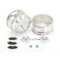 CKD0651 KG1 KD004 CNC Aluminum FRONT Dually Wheel (SILVER anodize, 2pcs, w/cap and decal, screws) - HeliDirect