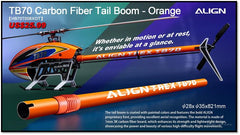 Align TB70 Carbon Fiber Tail Boom - Orange - HeliDirect