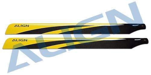 Align 650 Carbon Fiber Blades-Yellow - HeliDirect