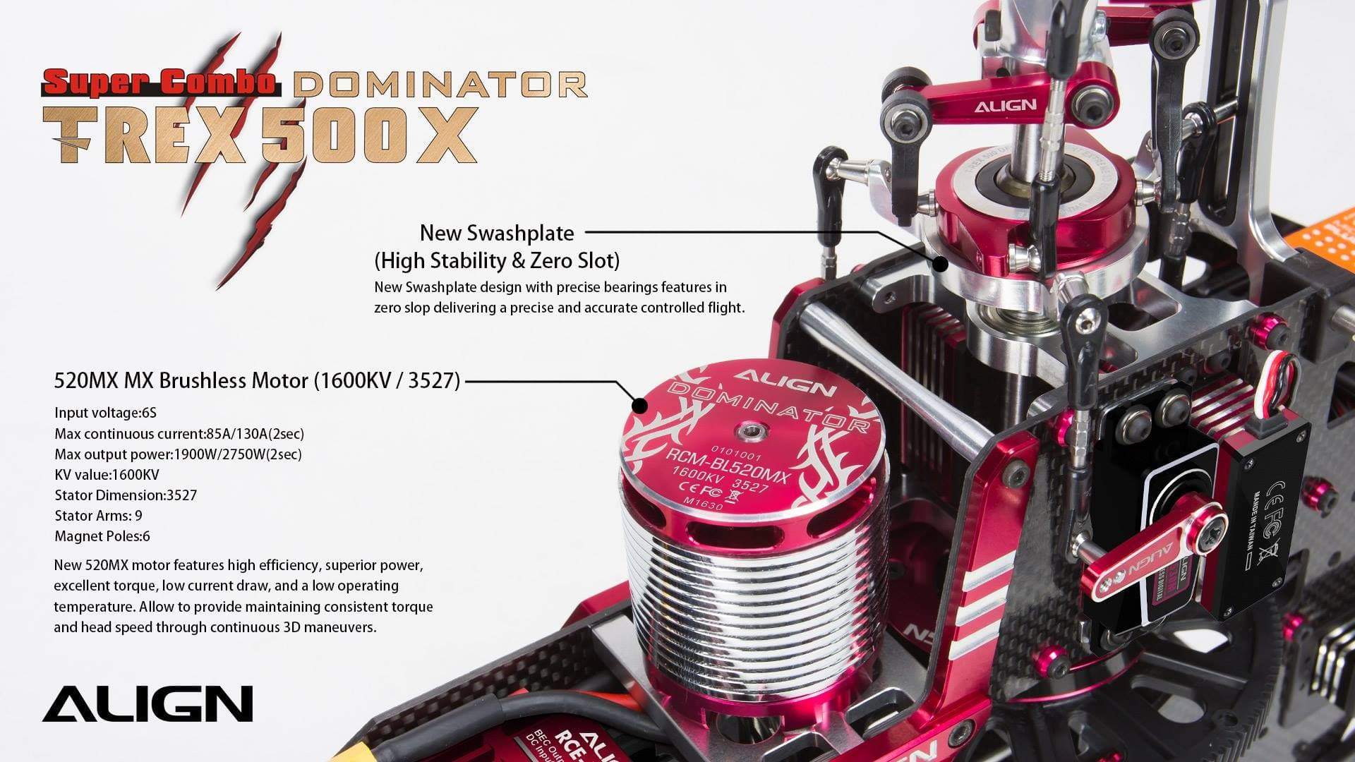 Align T-Rex 500X Dominator Combo Helicopter with DS530/DS535 Servos - HeliDirect