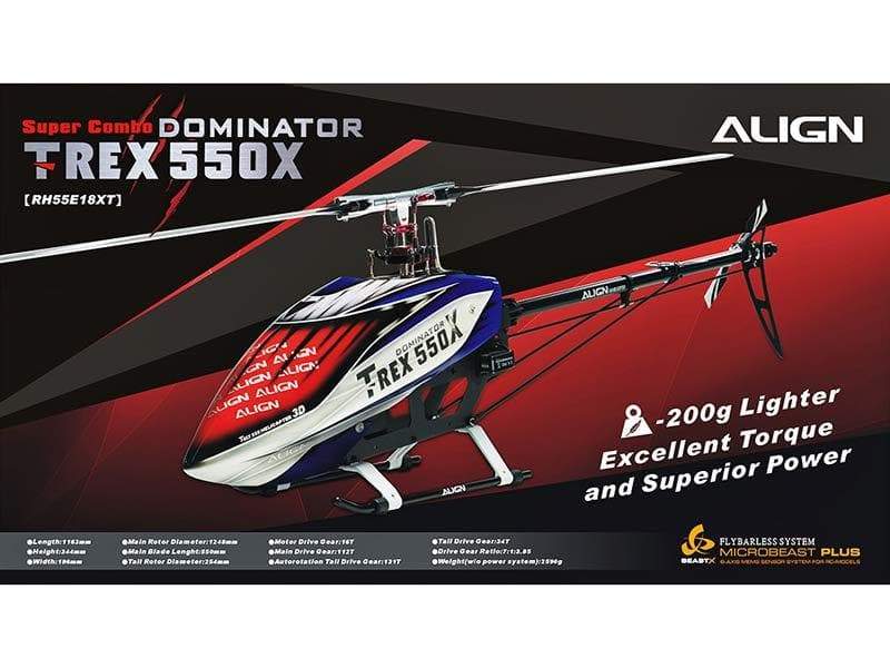 Align T-REX 550X Dominator Super Combo (DS820M/DS825M Servos) - HeliDirect