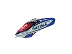 Align T-Rex 550X White/Blue Fiberglass Painted Canopy - HeliDirect