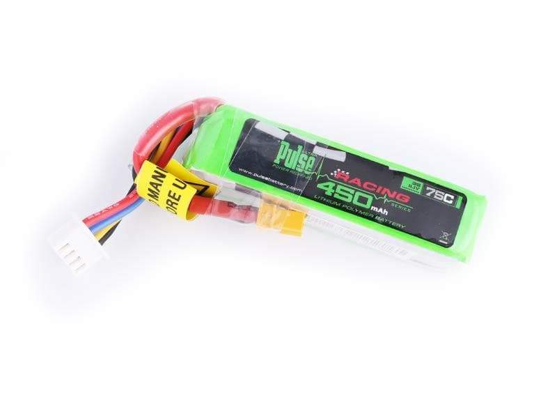 PULSE 450mAh 3S 11.1V 75C Long Pack LiPo Battery - XT30 - HeliDirect