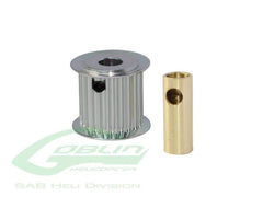 SAB Aluminum Motor Pulley 18T (for 6/8mm motor shaft) - 700 Competition / 770 w/ Big Belt Upgrade - HeliDirect